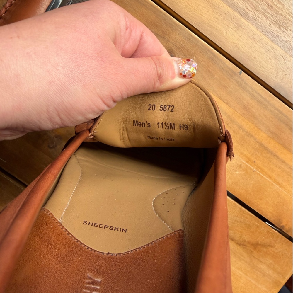 Johnston & Murphy Woven Leather Loafers in Chestnut Brown Men’s Size 11.5 - Picture 8 of 8